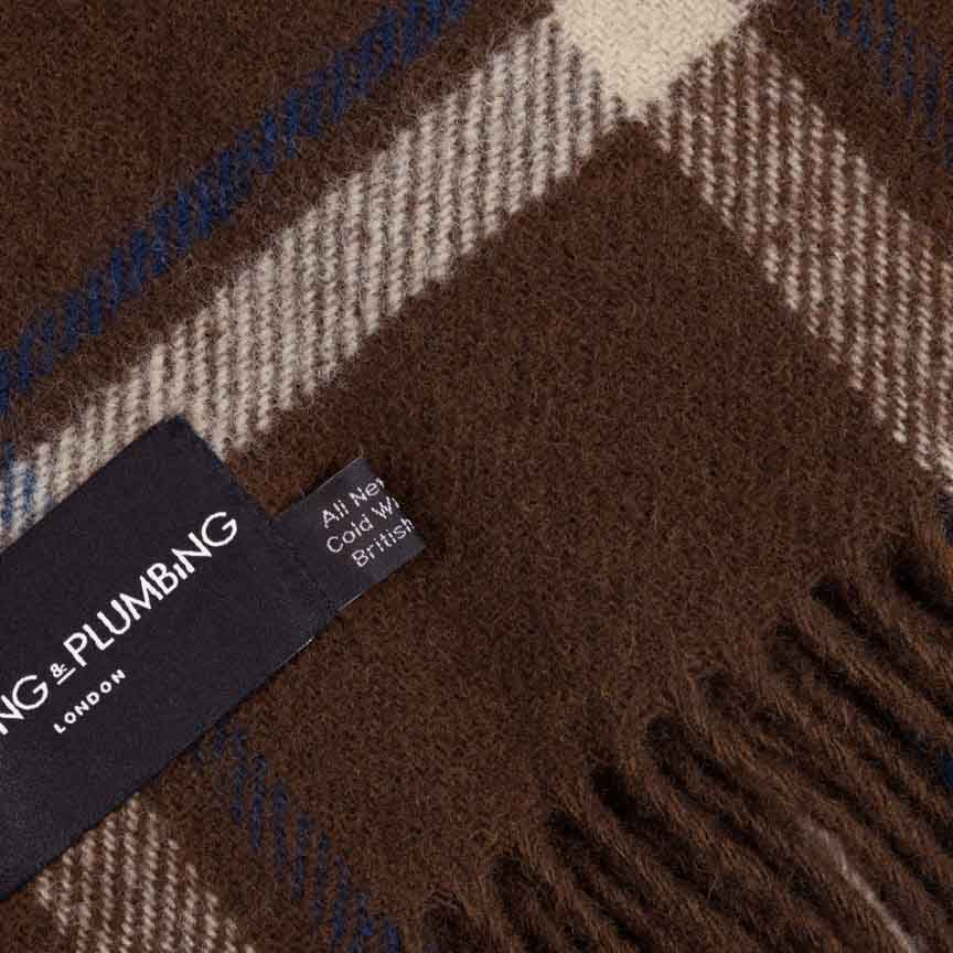 Evening Tales - Pure New Wool Blanket - Checkmate Mocha