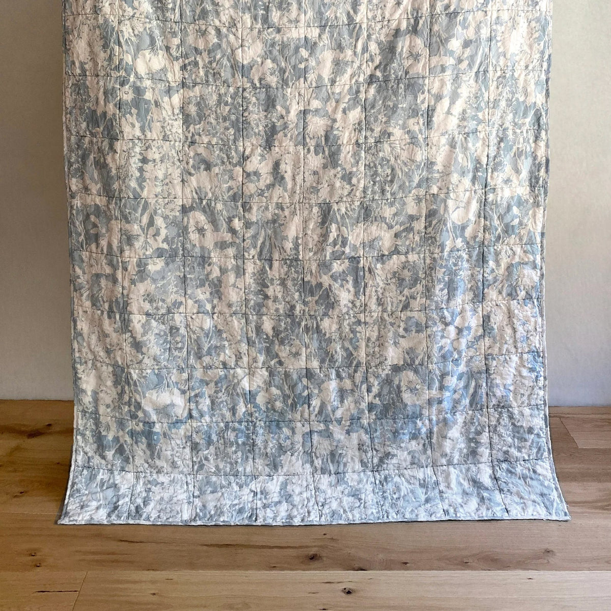 Everly Linen Quilted Throw Duck Egg Blue