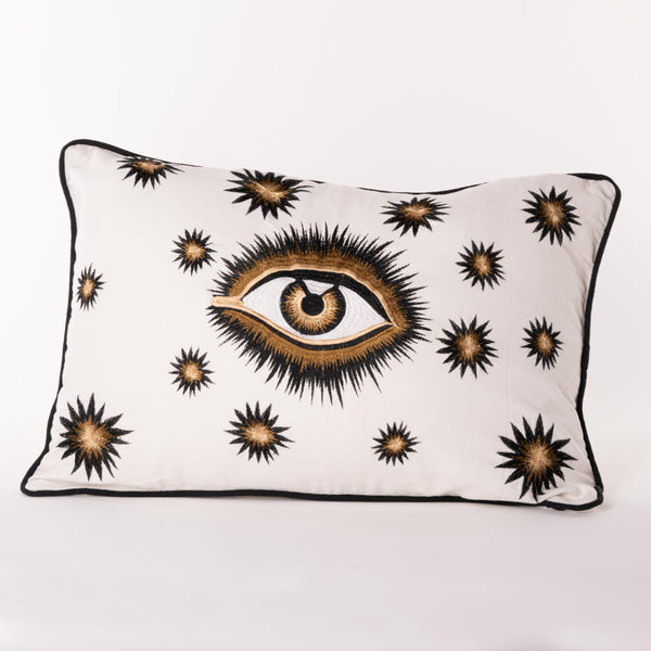 Hand Embroidered Cotton Eye Cushion
