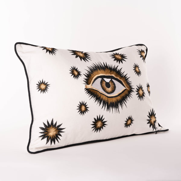 Hand Embroidered Cotton Eye Cushion