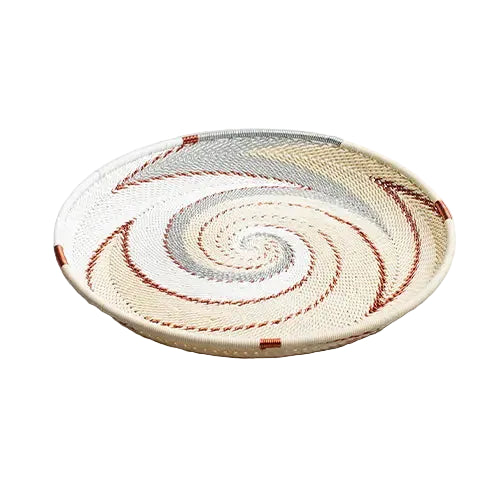 Hand Woven - Tray Round - Ivory - Medium - Photo 1