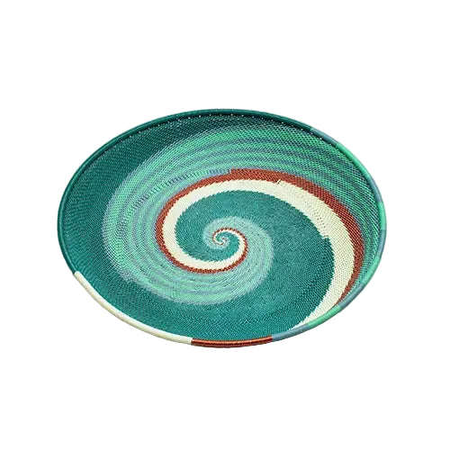 Hand Woven - Tray Round - Emerald - Large - Photo 1