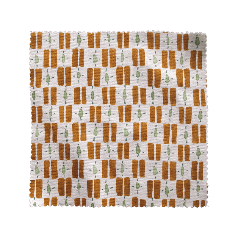 Printed Little Check Fabric - Terracotta