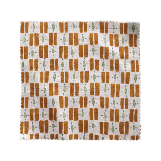Printed Little Check Fabric - Terracotta