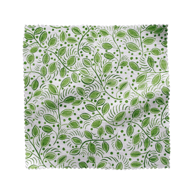 Printed Little Leaves Fabric - Green