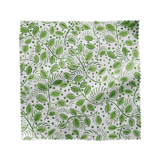 Printed Little Leaves Fabric - Green