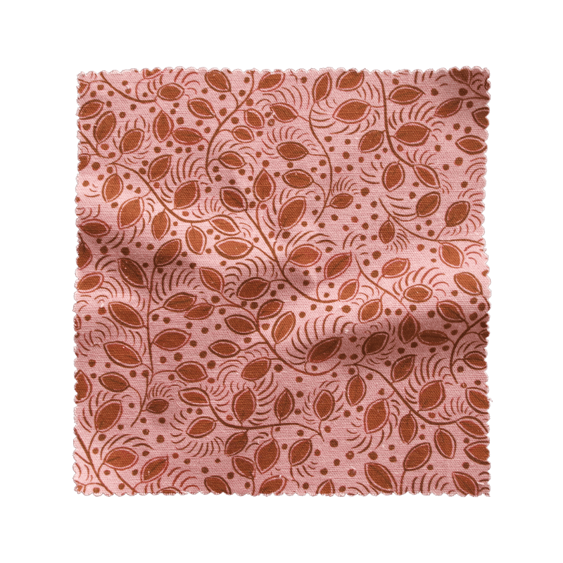 Printed Little Leaves Fabric - Rust