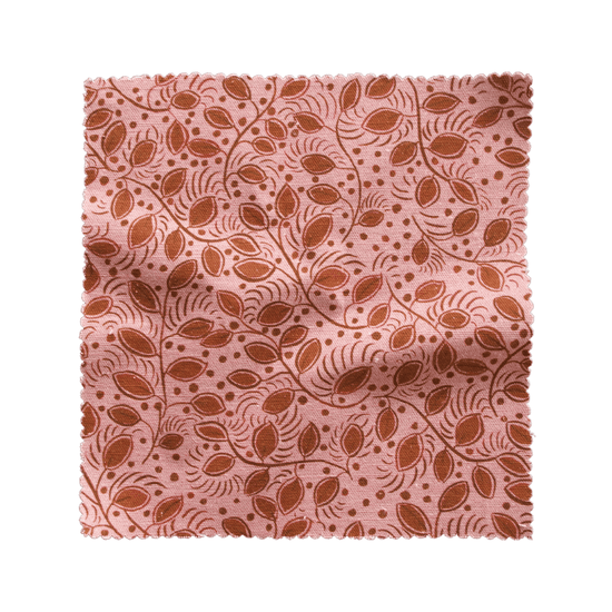 Printed Little Leaves Fabric - Rust