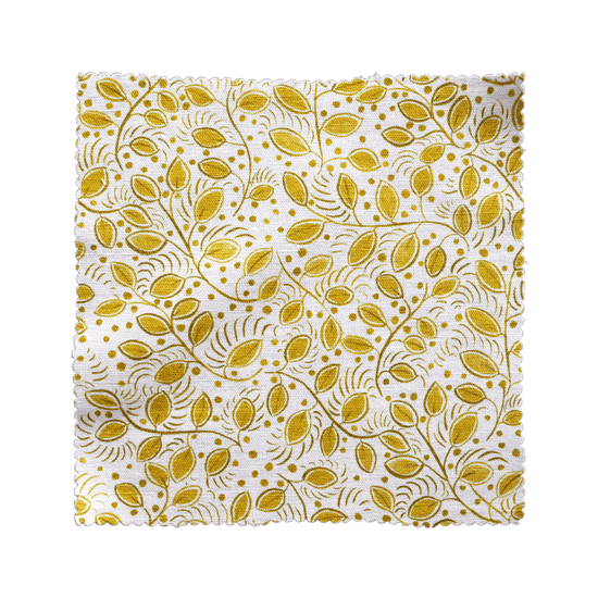 Printed Little Leaves Fabric - Yellow