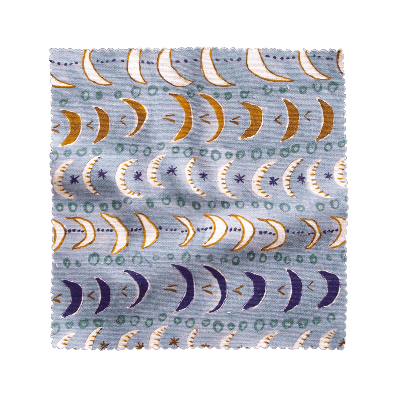 Printed Mini Moons Fabric - Blue