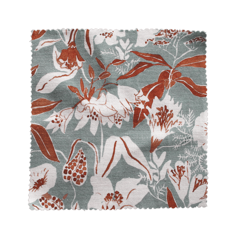 Printed Night Garden Fabric - Blue