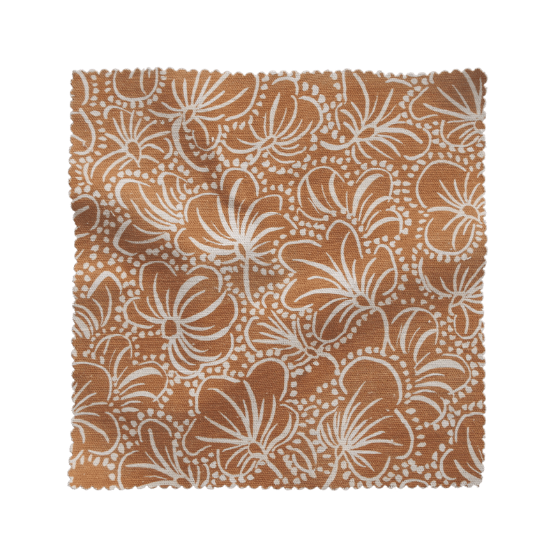 Printed Violas Fabric - Rust