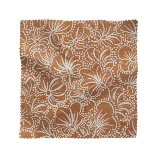 Printed Violas Fabric - Rust