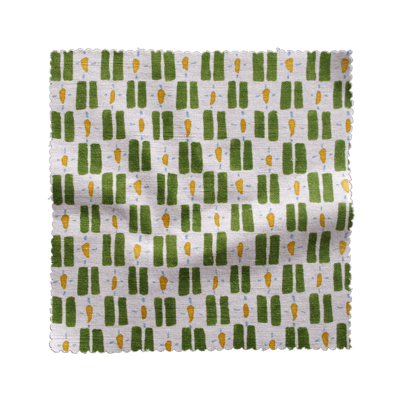 Printed Little Check Fabric - Green