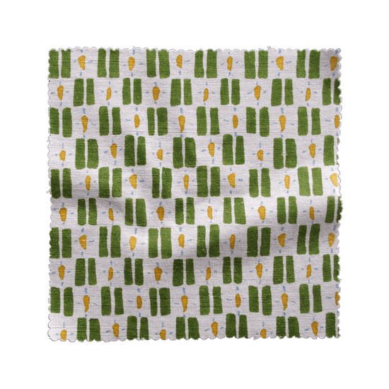 Printed Little Check Fabric - Green