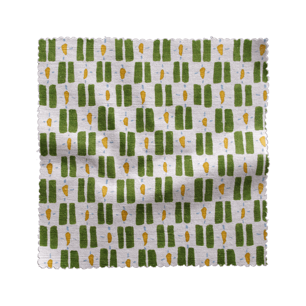 Printed Little Check Fabric - Green
