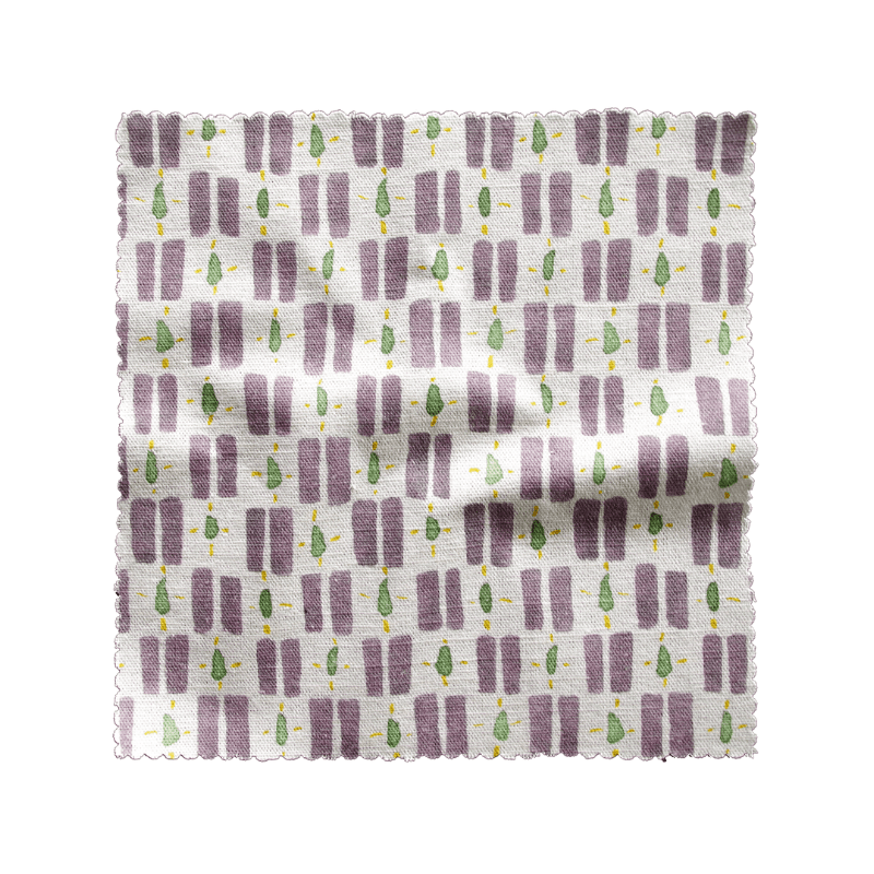 Printed Little Check Fabric - Lilac