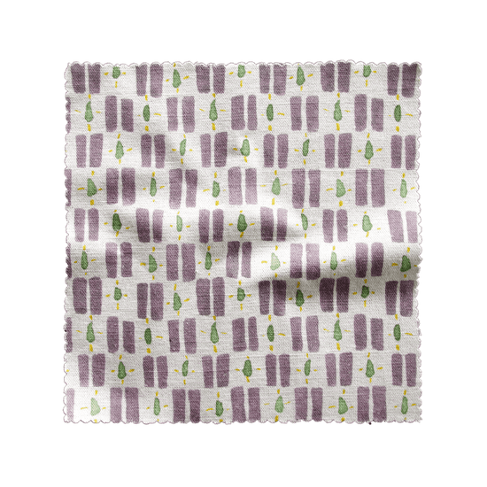 Printed Little Check Fabric - Lilac