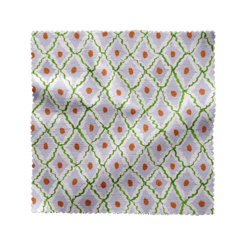 Printed Diamonds Fabric - Green