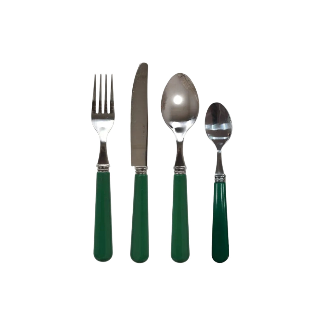 Dark Green Cutlery Set, 24 Pieces