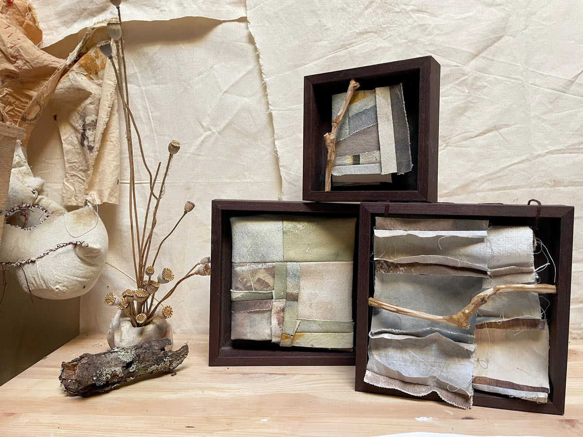 Senderos -Adriana Jaros-Acrylic and natural pigments on recycled fabric sewn together, car