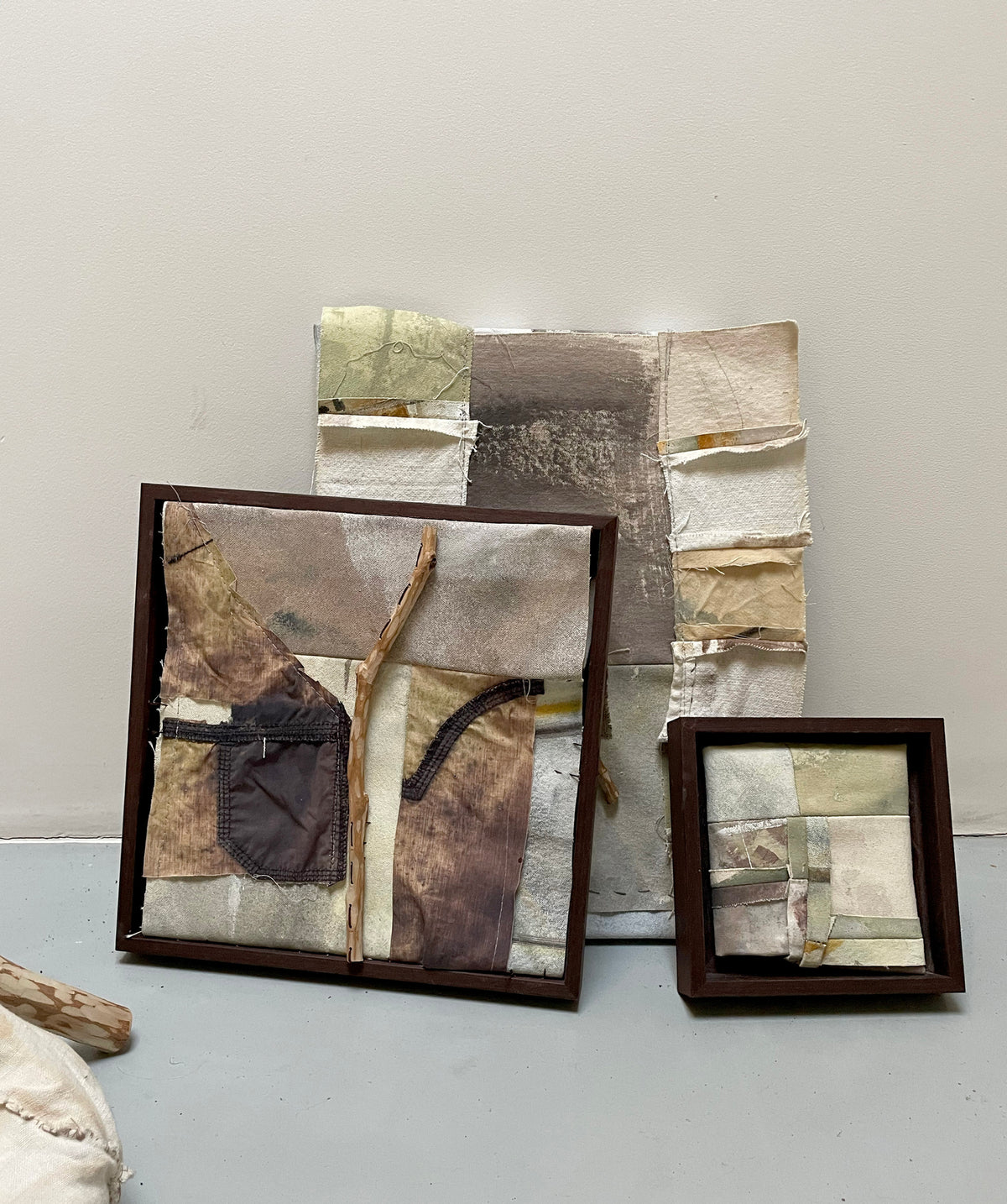 Pantalones de Granja-Adriana Jaros-Acrylic and natural pigments on recycled fabric sewn to