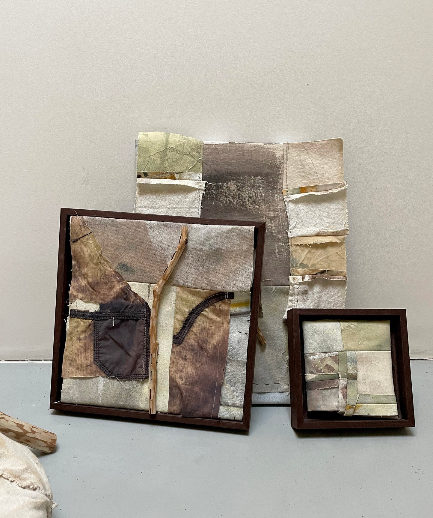 Pantalones de Granja-Adriana Jaros-Acrylic and natural pigments on recycled fabric sewn to