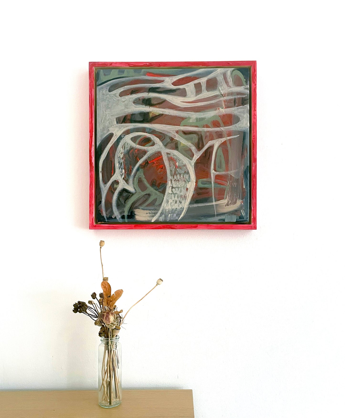 Otro Mundo-Enye Studio-Mixed media. Acrylic on canvas. Hand painted frame 33H X 33W cm-202