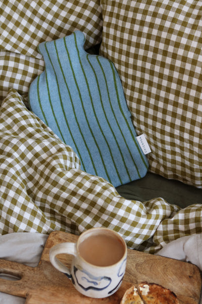 Blue and Moss Wide Stripe Hot Water Bottle.JPG
