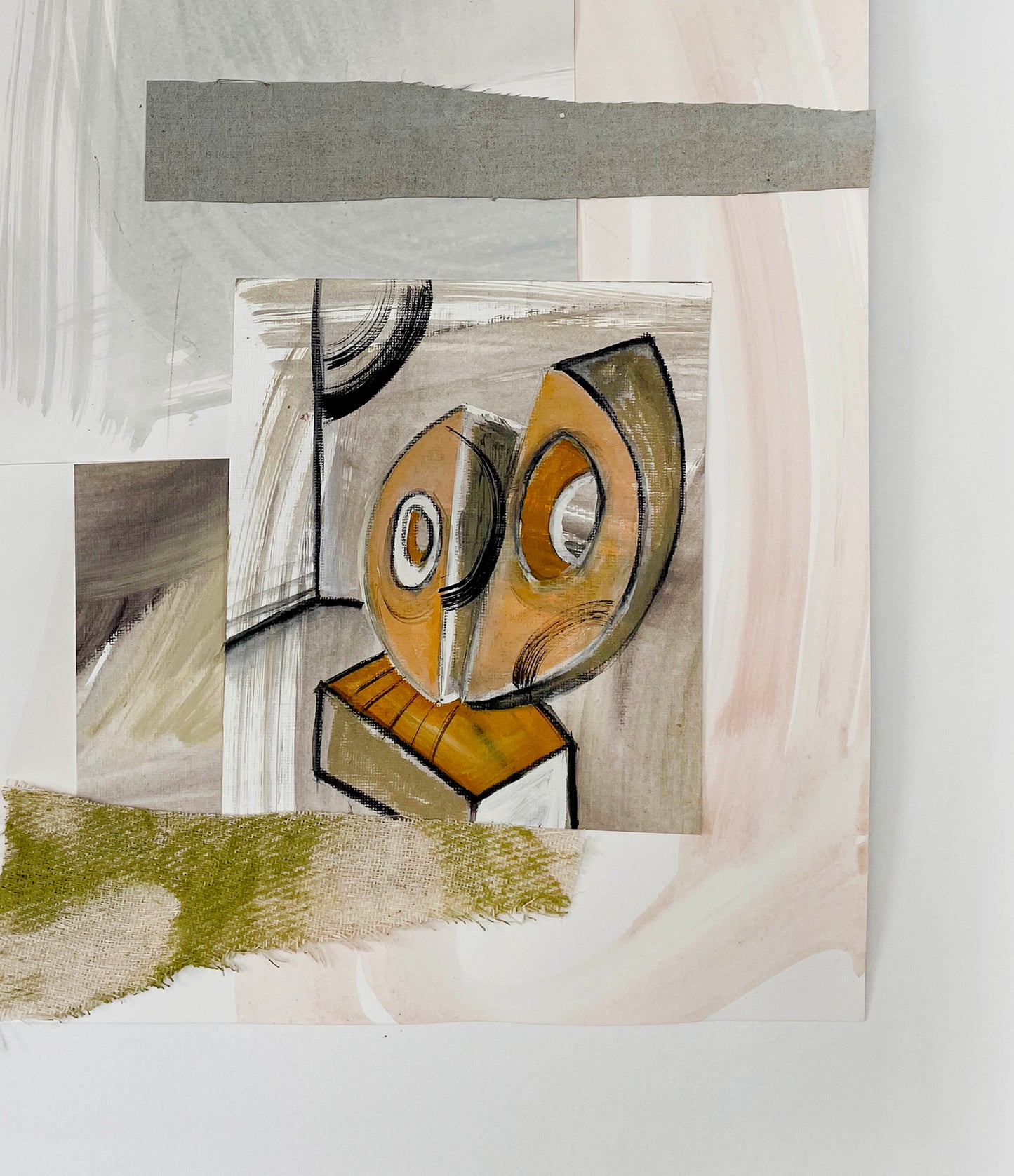 Works on Paper 10-Adriana Jaros-Mixed Media. Acrylic, oil pastels and collage pieces of fa