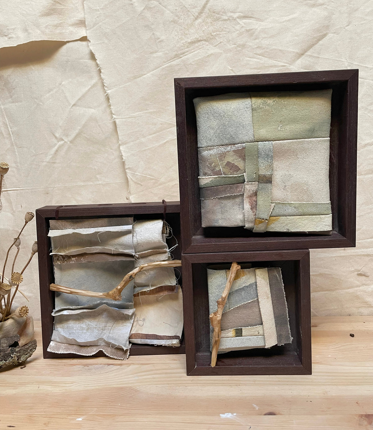 Senderos -Adriana Jaros-Acrylic and natural pigments on recycled fabric sewn together, car