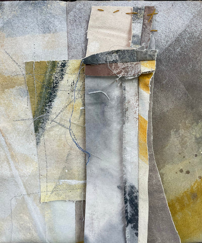 Hilos suspendidos-Adriana Jaros-Acrylic and natural pigments on recycled fabric sewn toget