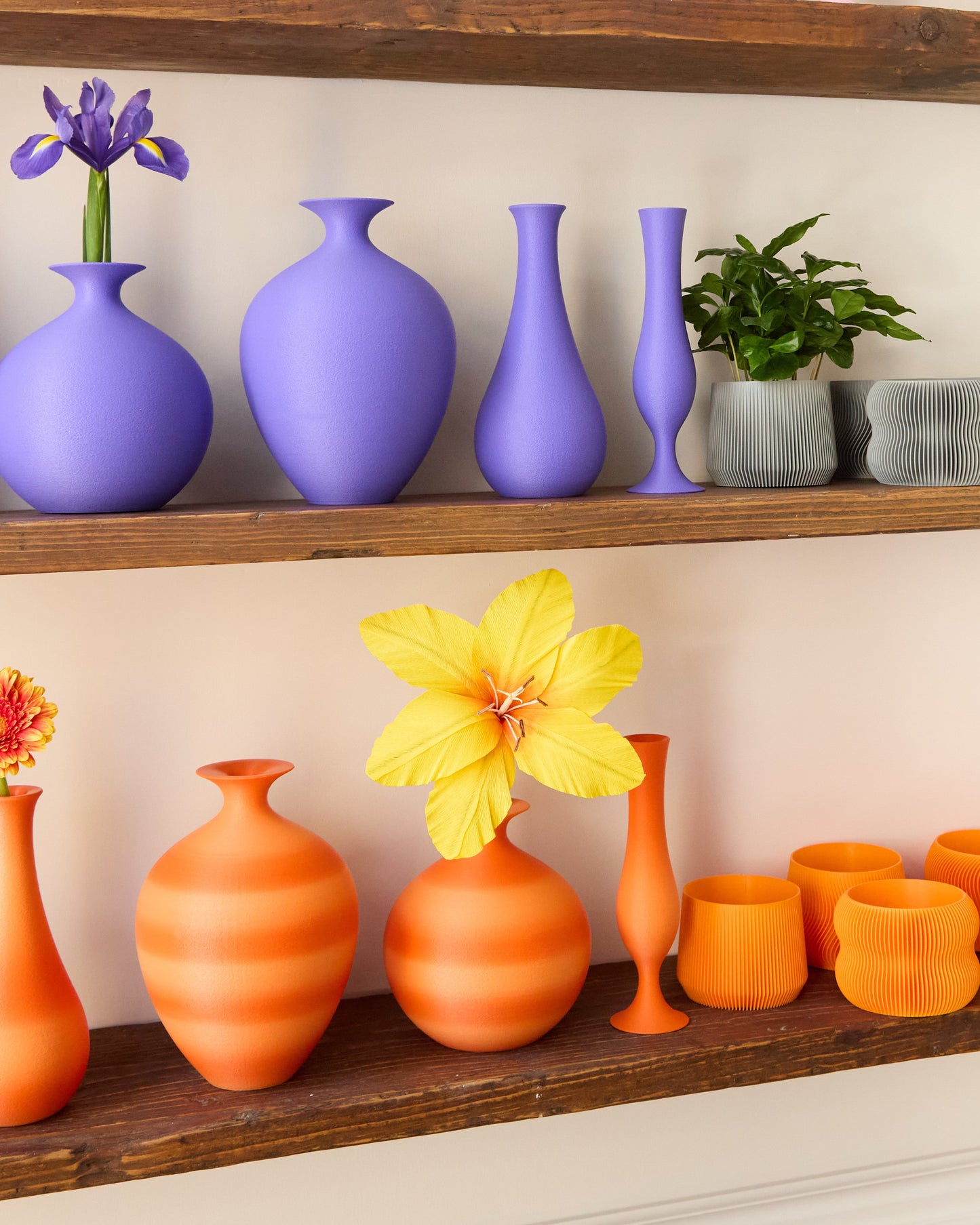 Pillar Plant Pot - Tangerine Orange