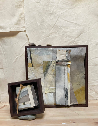 Hilos suspendidos-Adriana Jaros-Acrylic and natural pigments on recycled fabric sewn toget