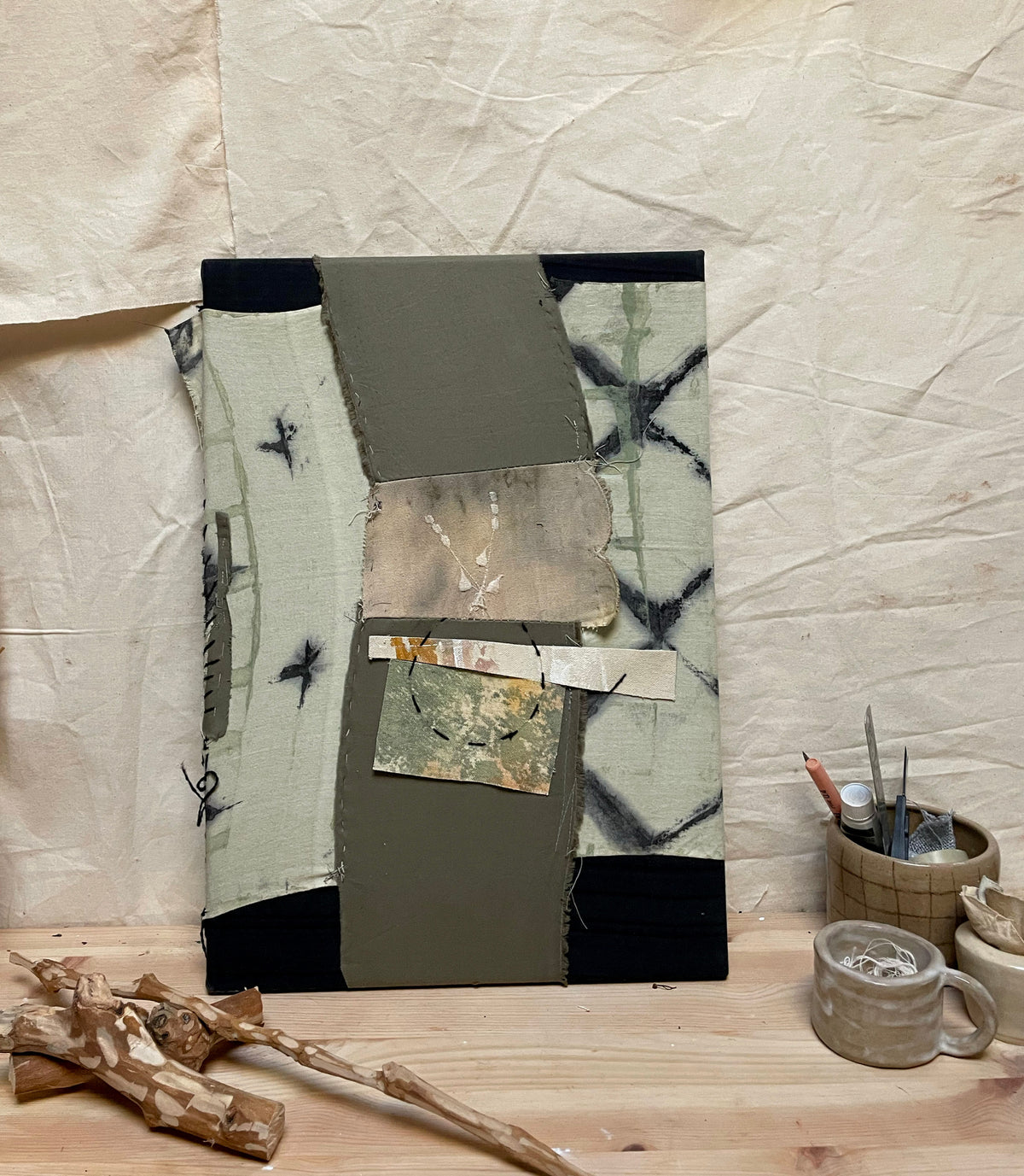 El Lino de la Abuela-Adriana Jaros-Acrylic and natural pigments on recycled cotton and lin