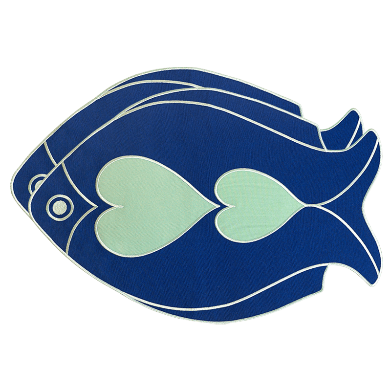 OCTAEVO Fish Splash Placemats (Set of 2)—heart-outlined, waterproof, ideal for Mediterranean-style dining.