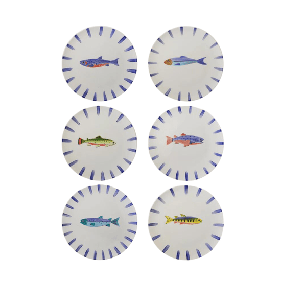 Gone Fishing Set 6 of Plates