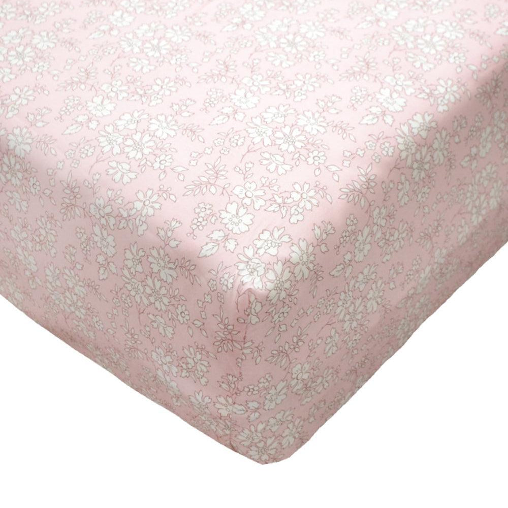 Fitted Sheet made with Liberty Fabric CAPEL PINK - Coco & Wolf