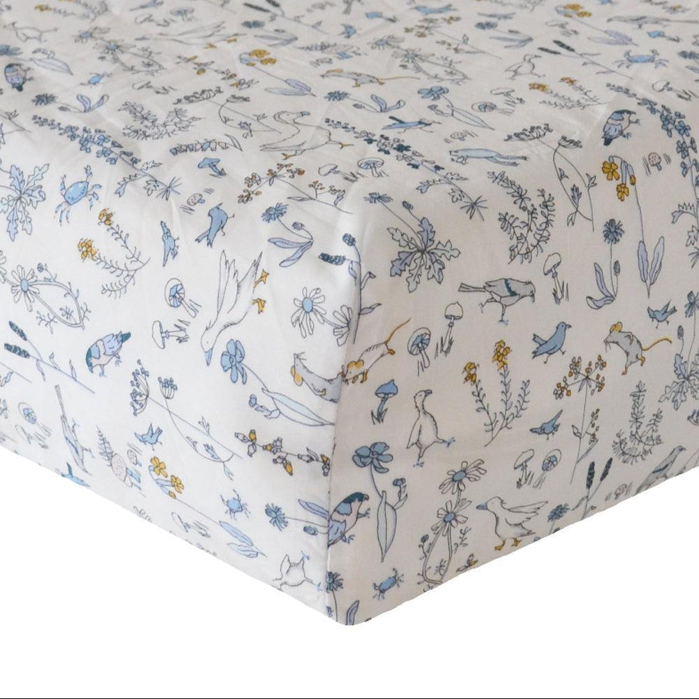 Fitted Sheet made with Liberty Fabric THEO BLUE - Coco & Wolf