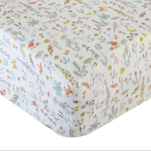 Fitted Sheet made with Liberty Fabric THEO PINK - Coco & Wolf