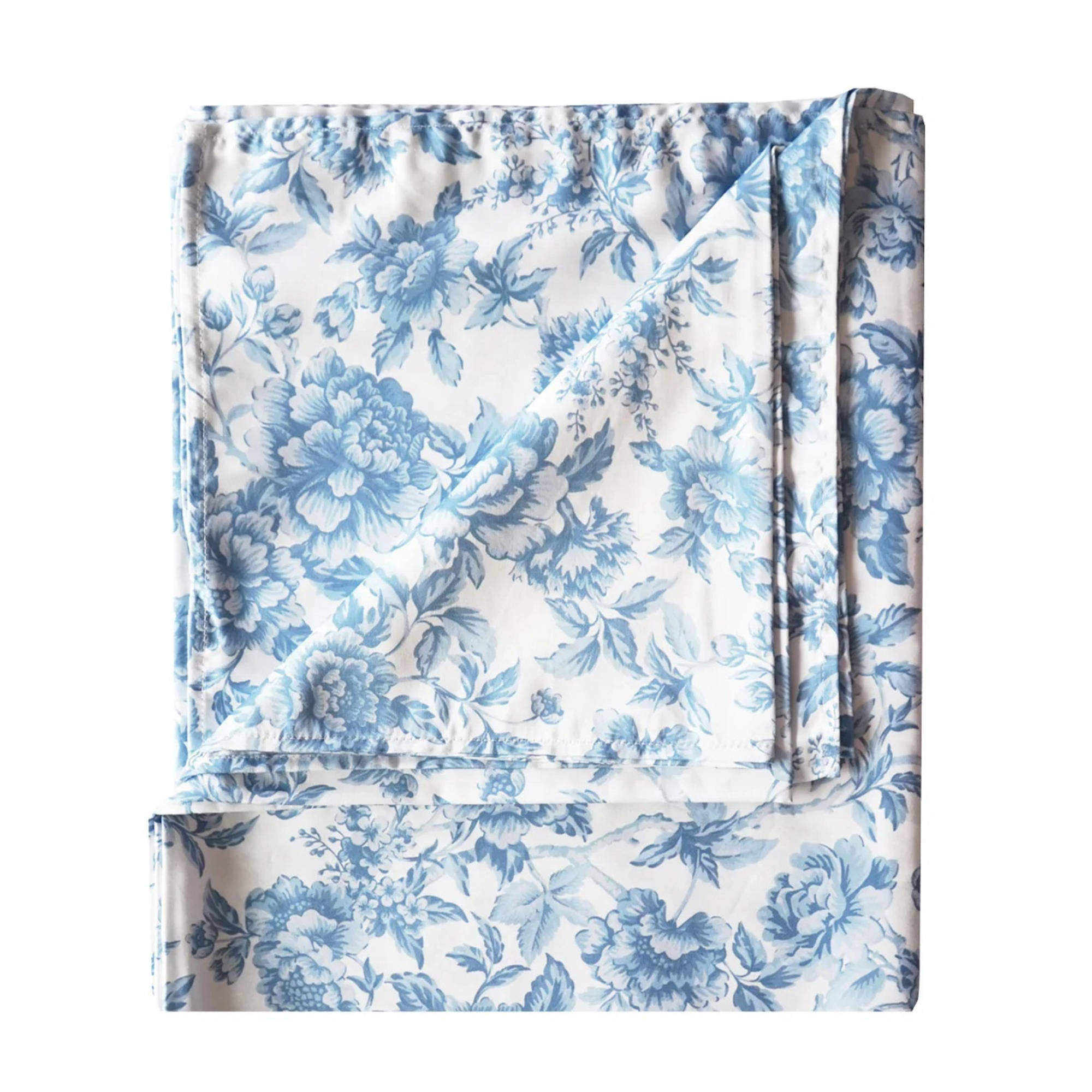 Flat Top Sheet Made With Liberty Fabrics & Bridgerton Regency Trail China Blue