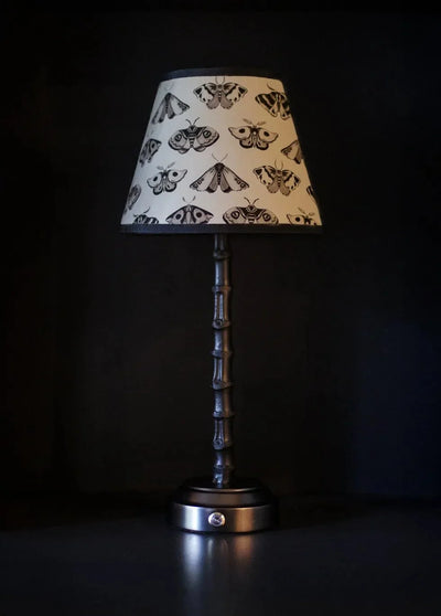 Flora Black Rechargeable Bamboo Table Lamp with Dusk shade - FLORA BLACK