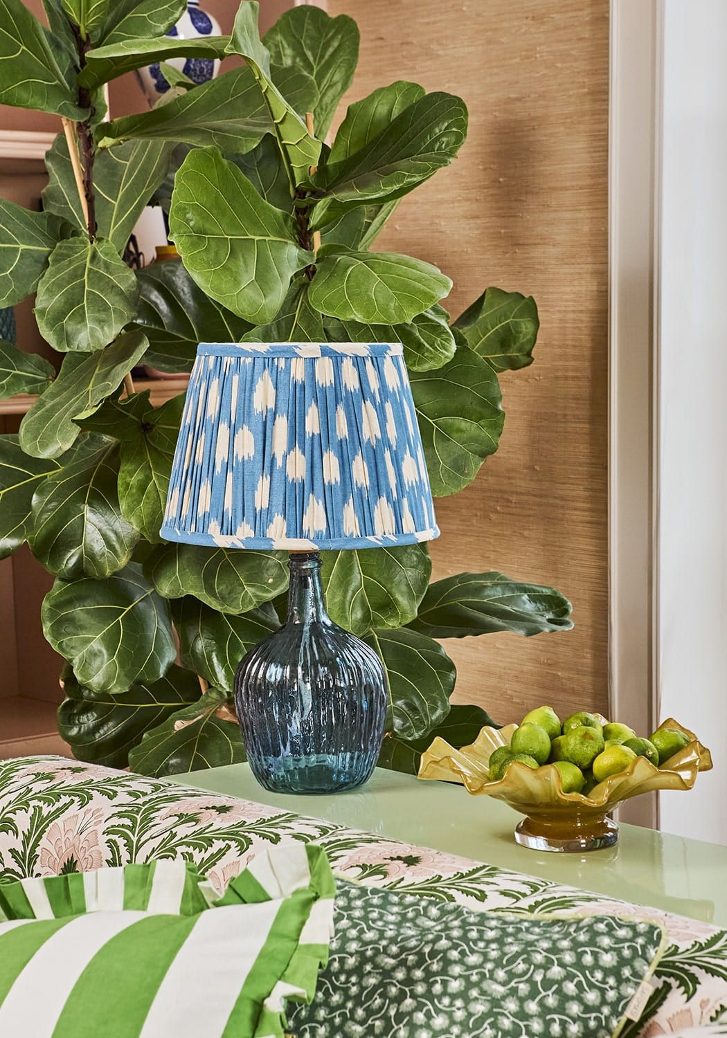 Florence Ripple Glass Table Lamp Base - Navy - Casa by Josephine Jenno