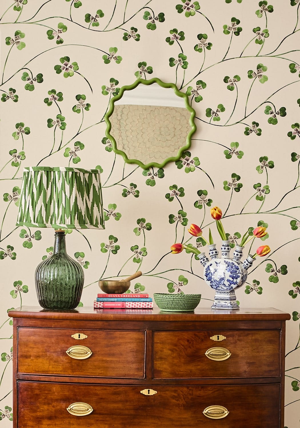 Florence Ripple Glass Table Lamp Base - Olive - Casa by Josephine Jenno