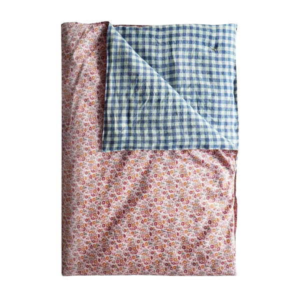 Reversible Heirloom Quilt Made With Liberty Fabric Capel Floret & Gingham Linen