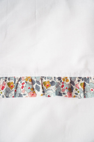 Frill-Edge White Duvet Set made with Liberty Fabric BETSY GREY - Coco & Wolf