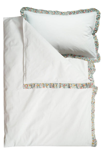 Frill-Edge White Duvet Set made with Liberty Fabric BETSY GREY - Coco & Wolf
