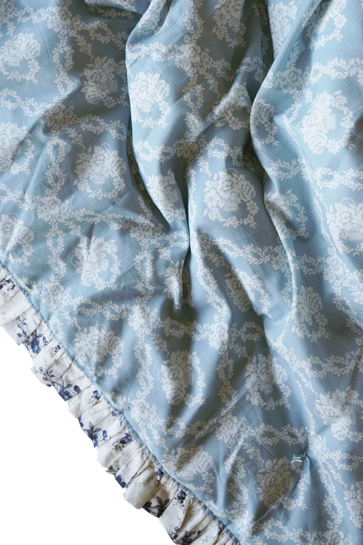 Reversible Ruffle-Edge Heirloom Quilt Made With Liberty Fabrics & Bridgerton Amelie Luise & Garland Hampers