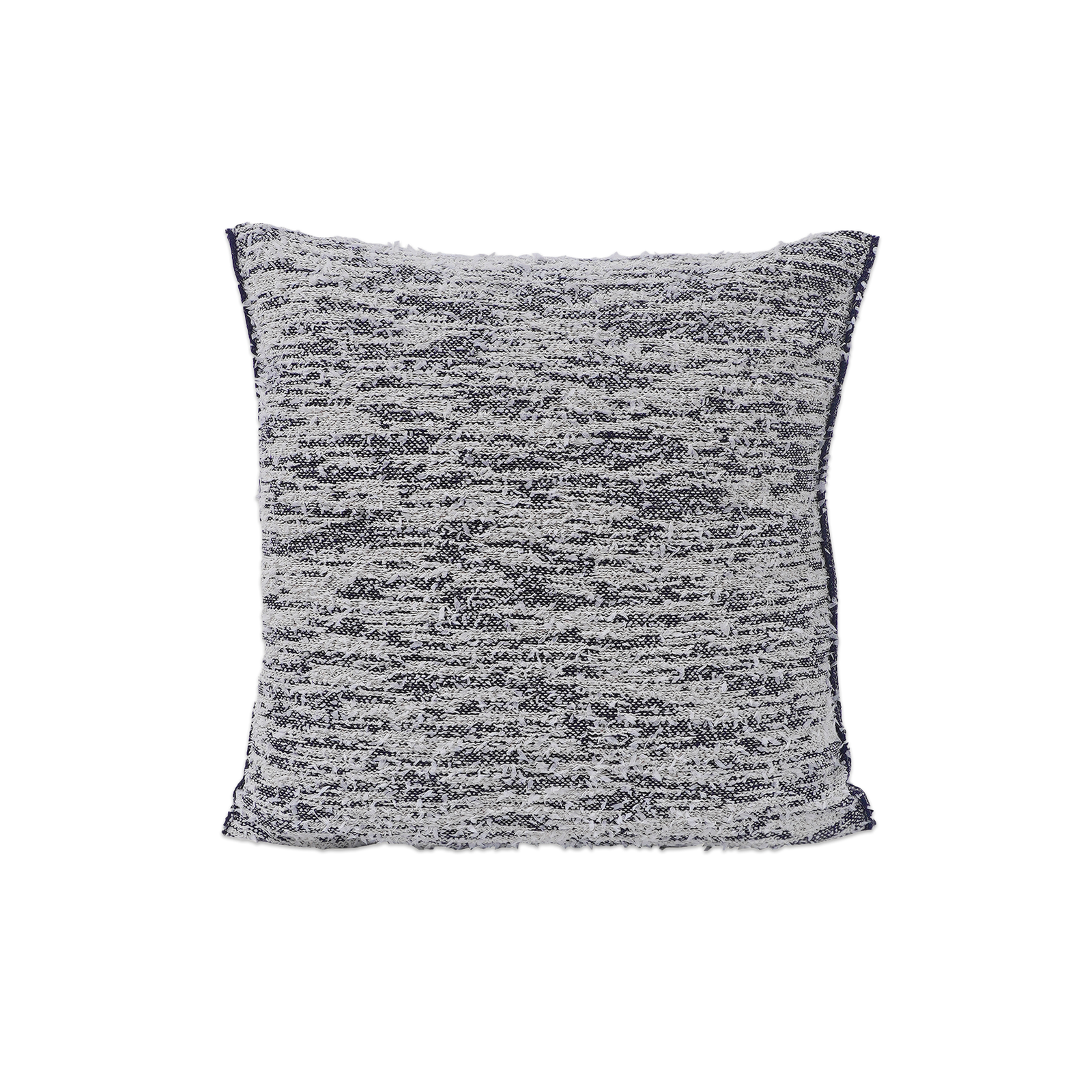front side of navy fuzzy knit pillowcase in organic cotton and recycled polyamide