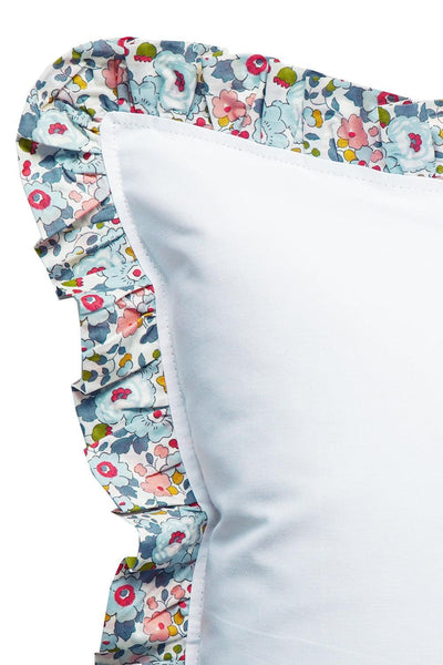 Frill Edge White Pillowcase made with Liberty Fabric BETSY GREY - Coco & Wolf